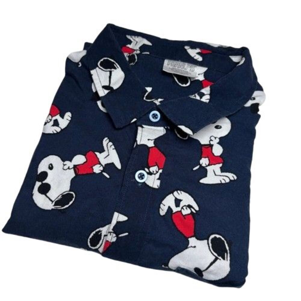 T11  Peanuts Joe Cool Snoopy Men's Short Sleeve Button Up Shirt Size S